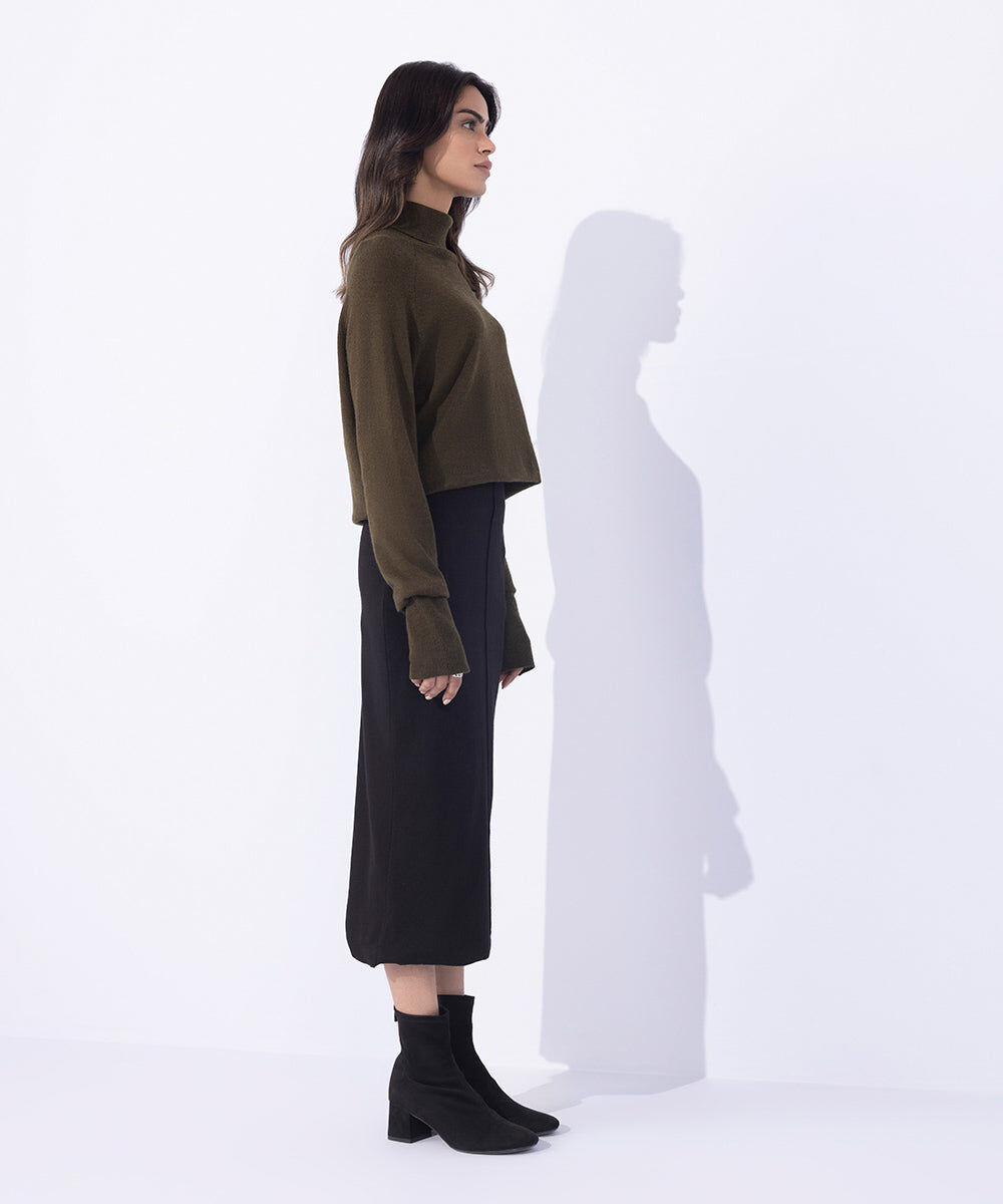 Woman - Black Ribbed Skirt