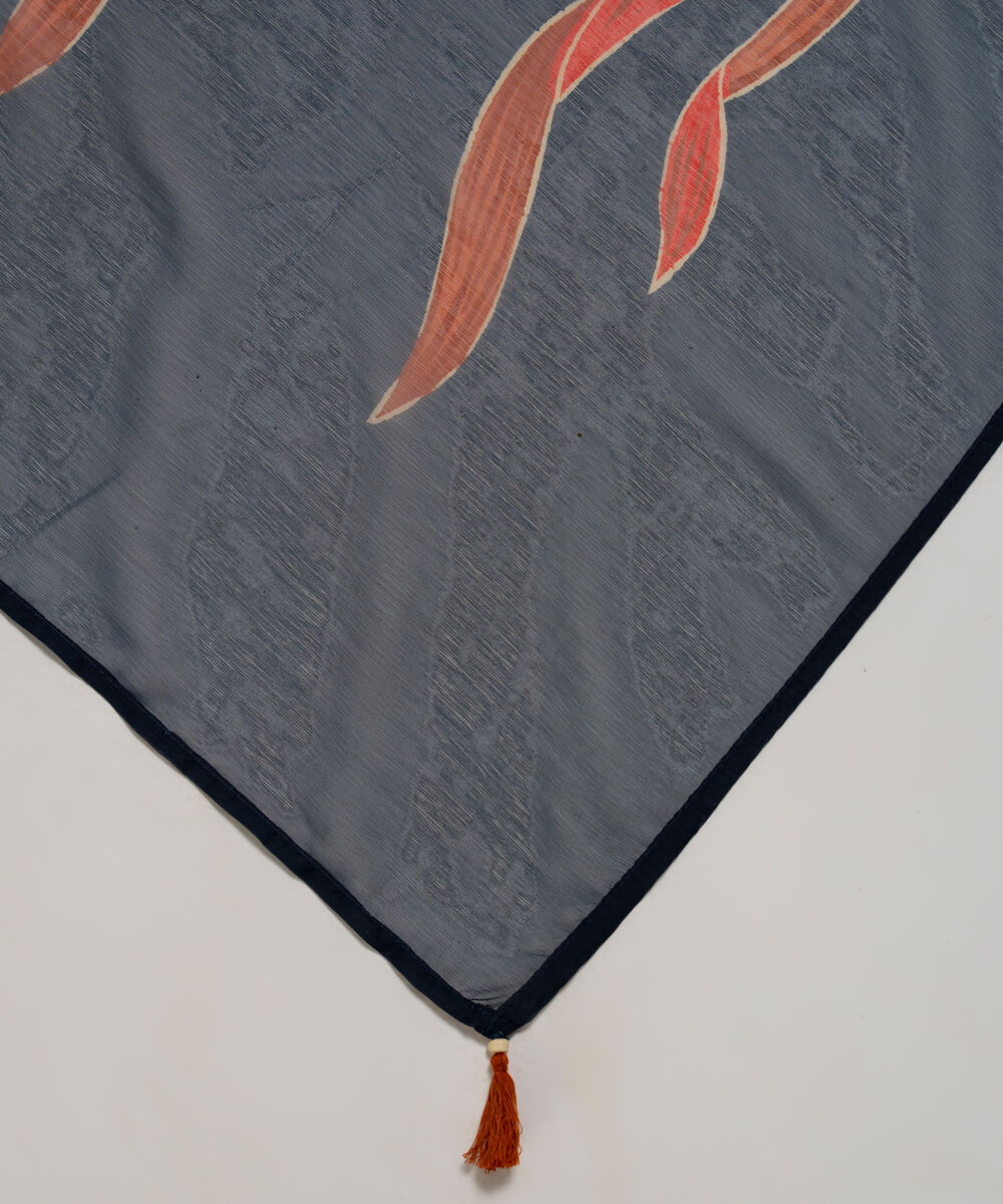 Poly Chiffon Printed Blue Dupatta