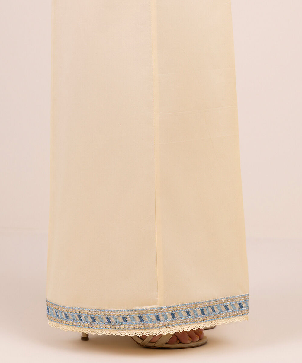 Women's Pret Cross Hatch Beige Embroidered Culottes