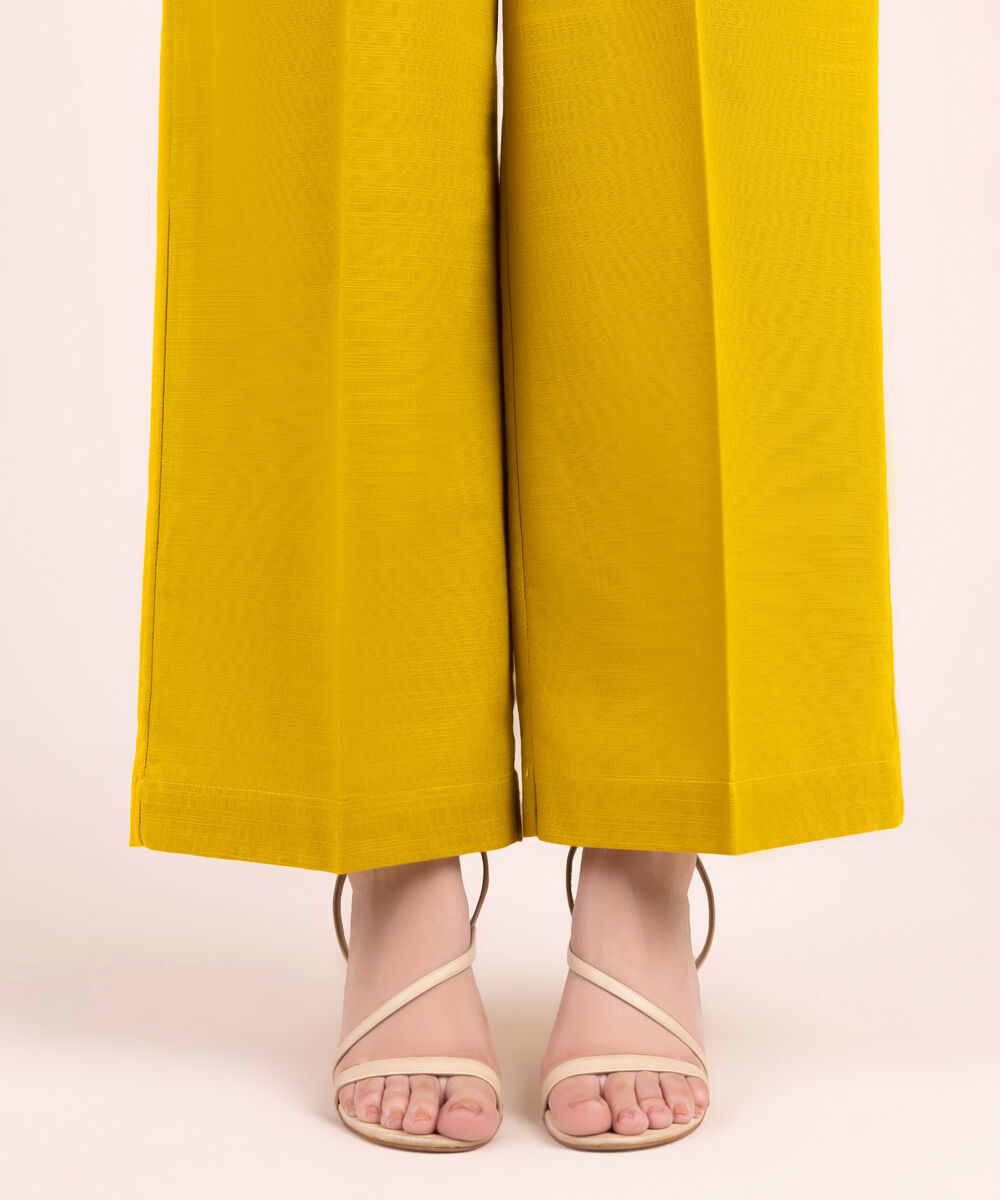 Women's RTW Khaddar Solid Mustard Culottes