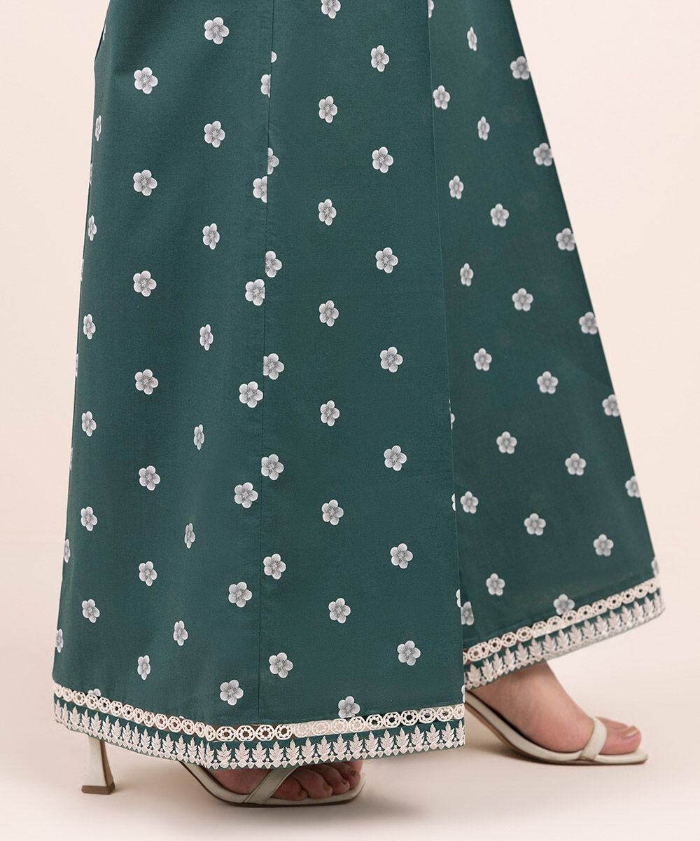 Women's Pret Cambric Green Printed Culottes