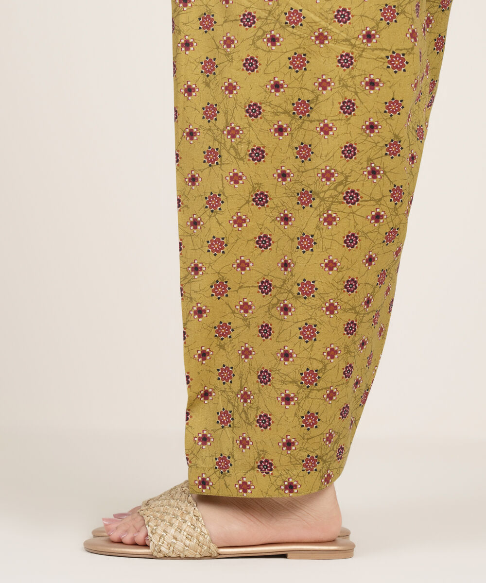 Women's RTW Cambric Printed Brown Shalwar
