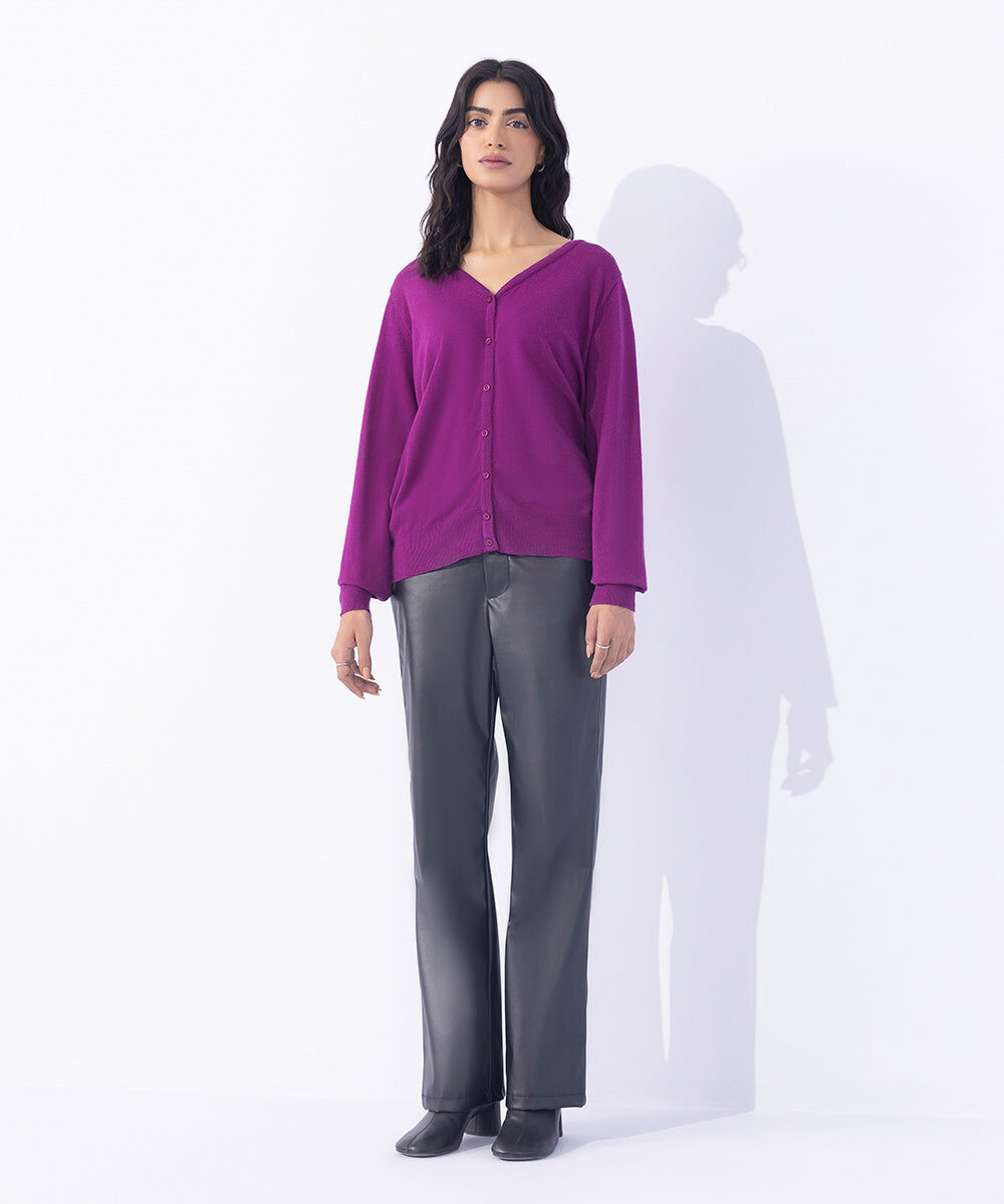 Woman - Purple Light Weight Knit Cardigan