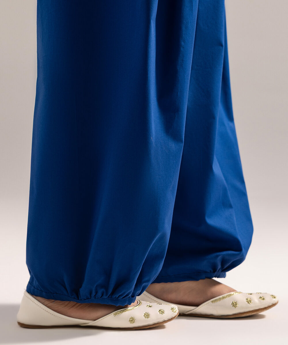 Women's RTW Cambric Solid Dark Blue Balloon Pants