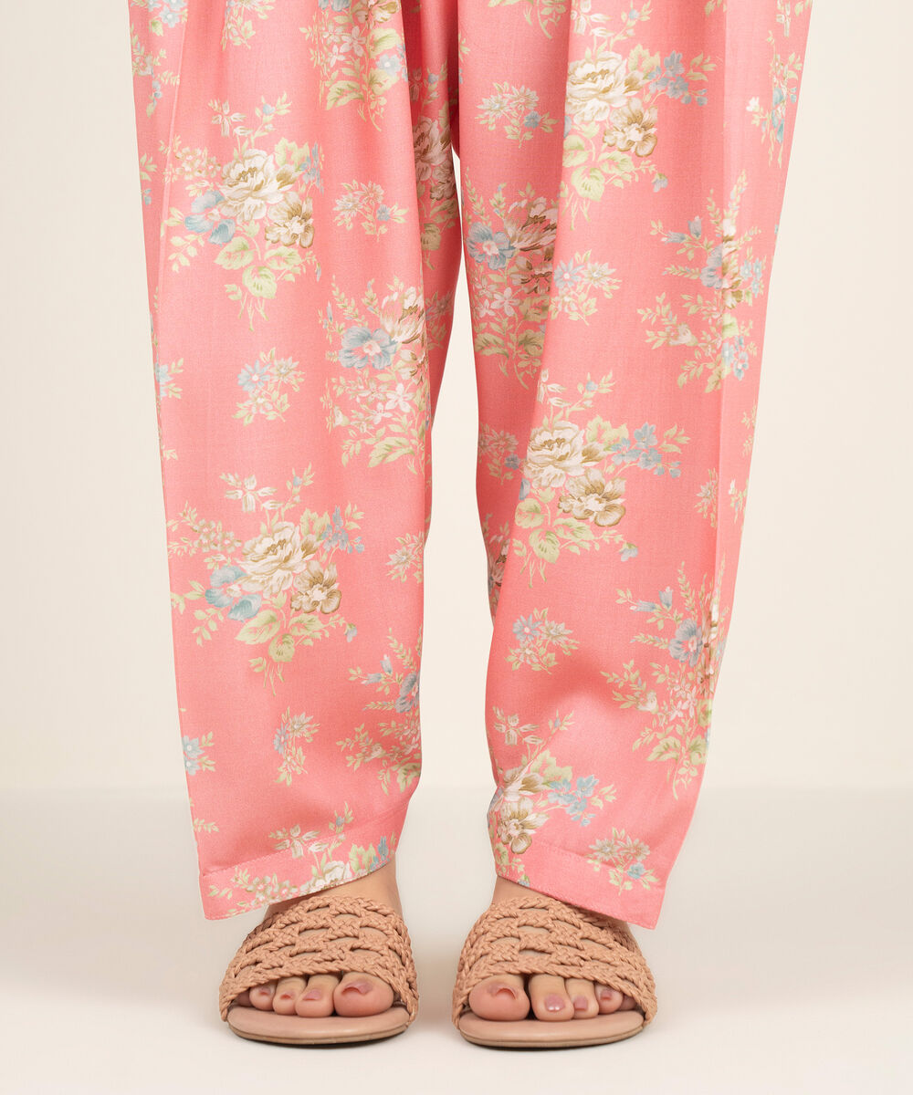 Women's RTW Arabic Cambric Printed Pink Shalwar