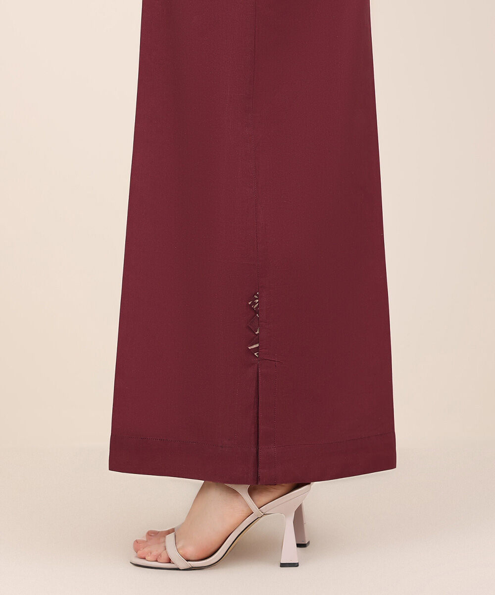 Women's RTW Cambric Red Solid Flared Pants