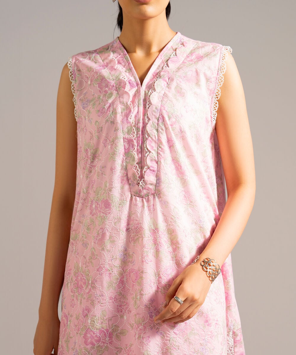 Women's RTW Lawn Embroidered Pink 2 Piece Suit