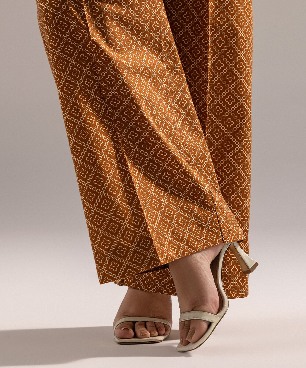 Women's RTW Cambric Printed Brown Culottes
