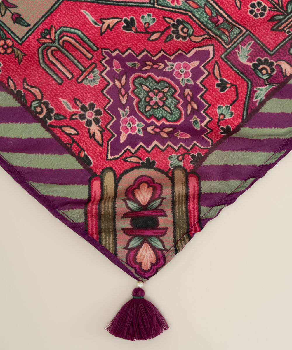 Tussar Silk Printed Purple Dupatta