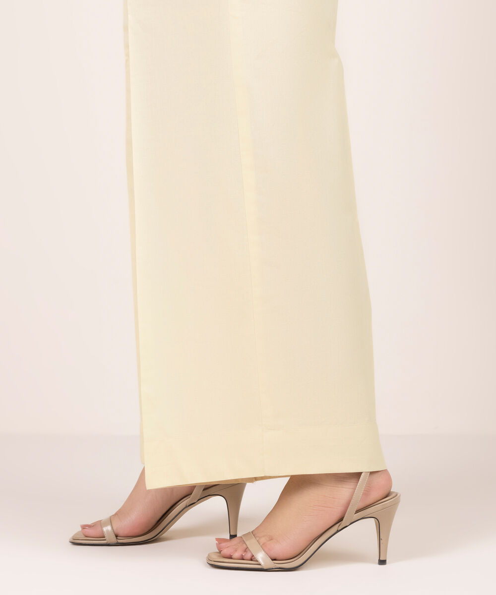 Women's RTW Cotton Viscose Solid Off White Culottes