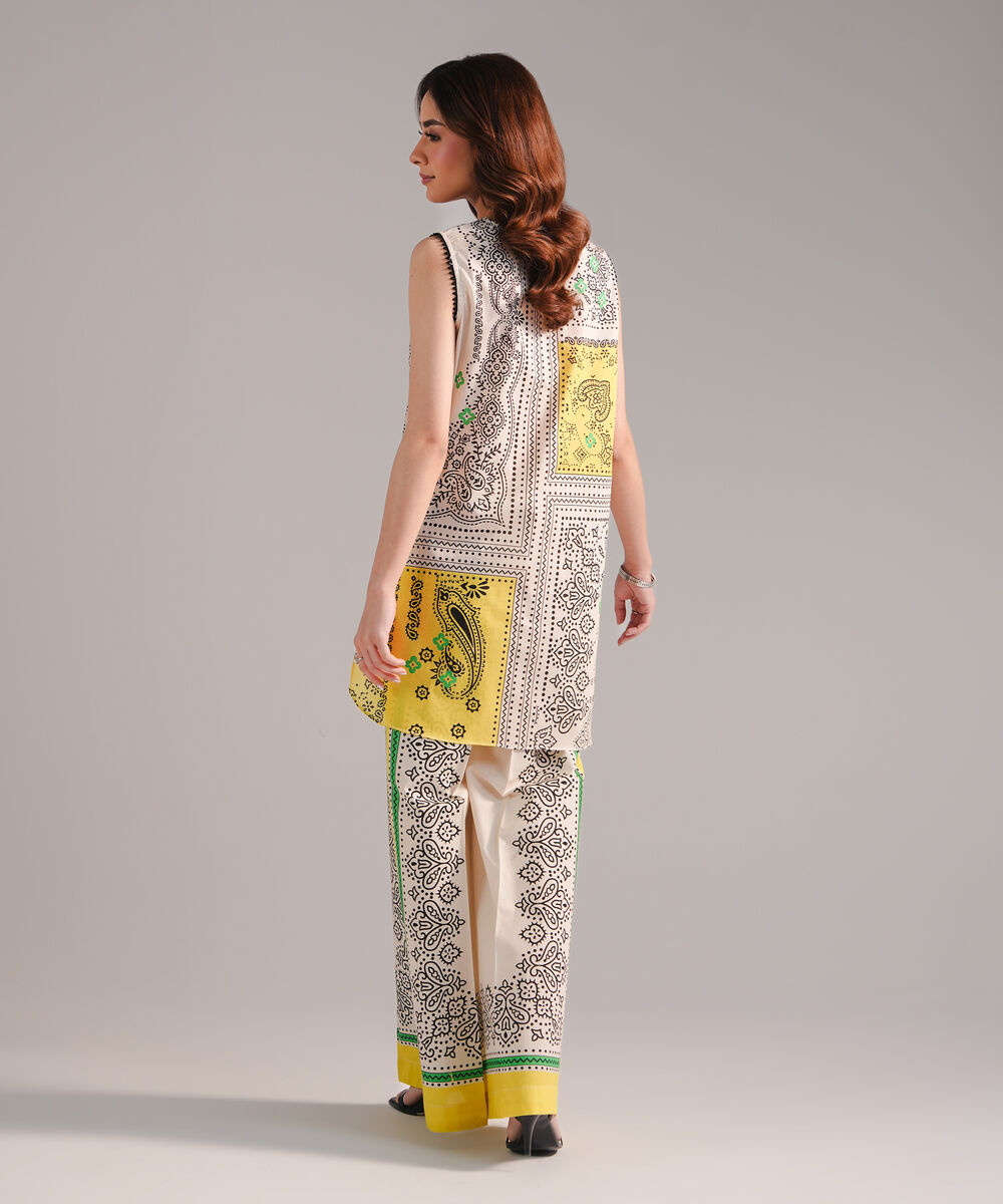 Women's RTW Lawn Printed Off White Straight Shirt