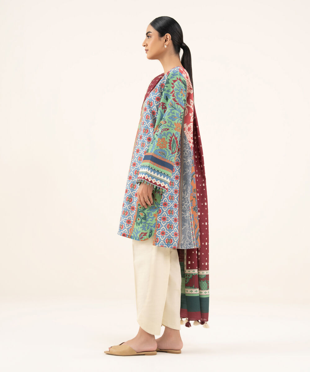 Women's Unstitched Lawn Printed Multi 2 Piece Suit