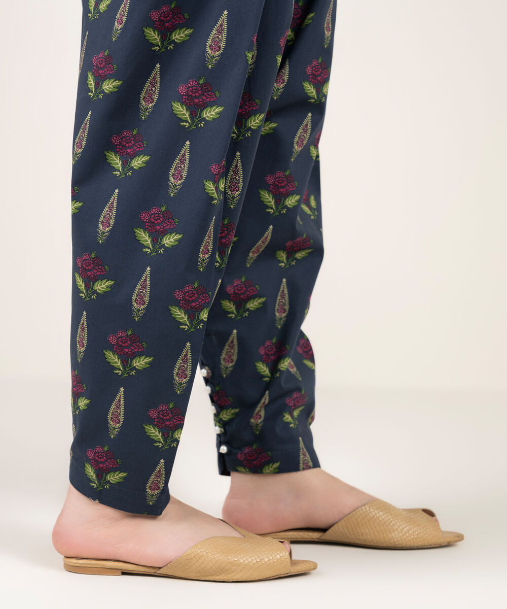 Women's RTW Cambric Printed Blue Shalwar