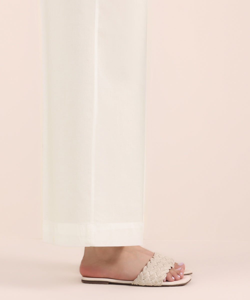 Woman - White Solid Cambric Culottes