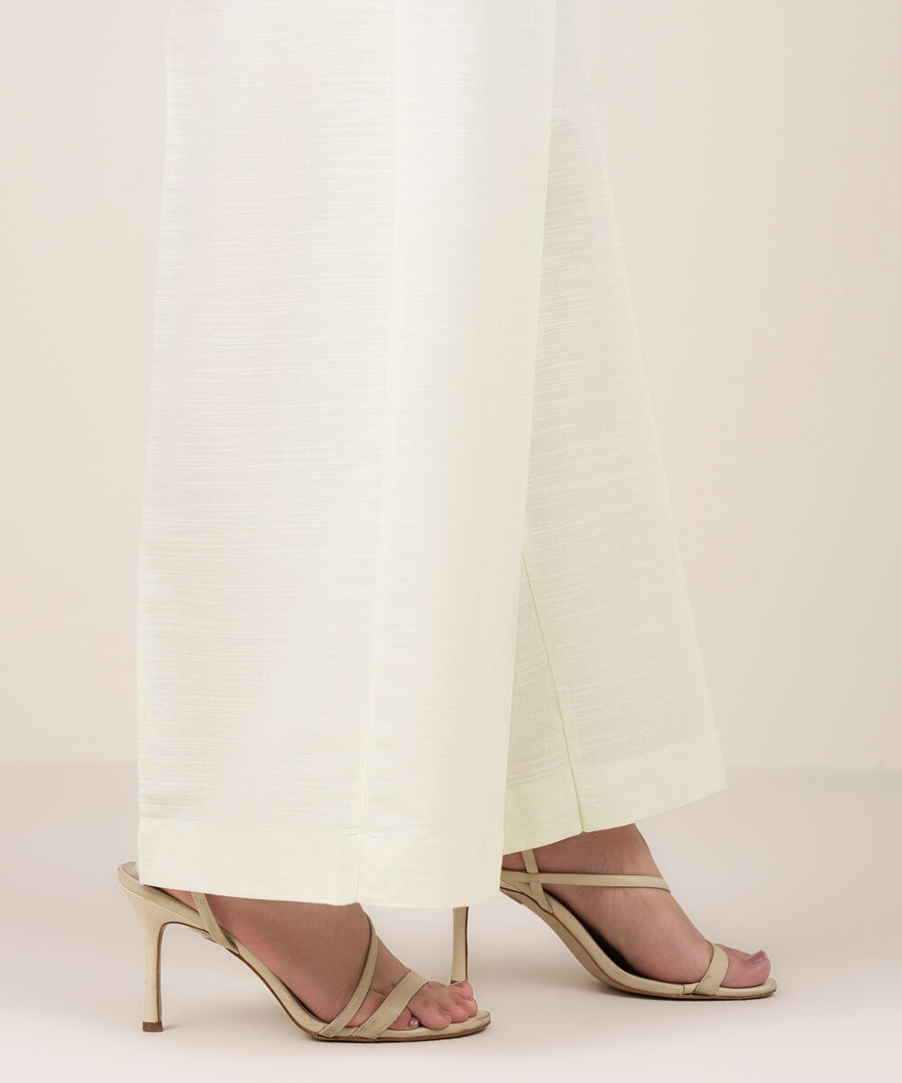 Women's RTW Khaddar Solid Off White Culottes