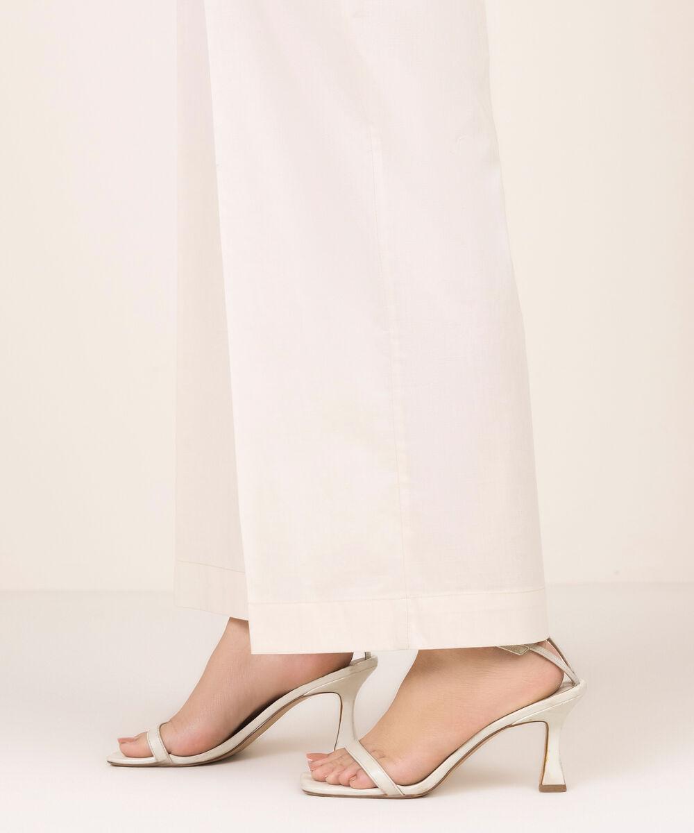 Women's RTW Cambric Solid Beige Culottes