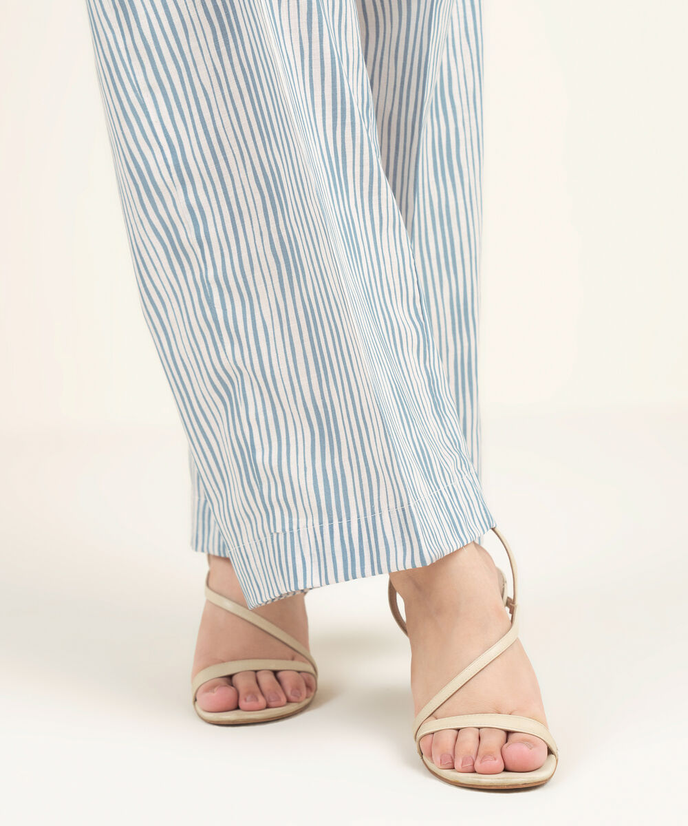 Women's RTW Crosshatch Printed White Culottes