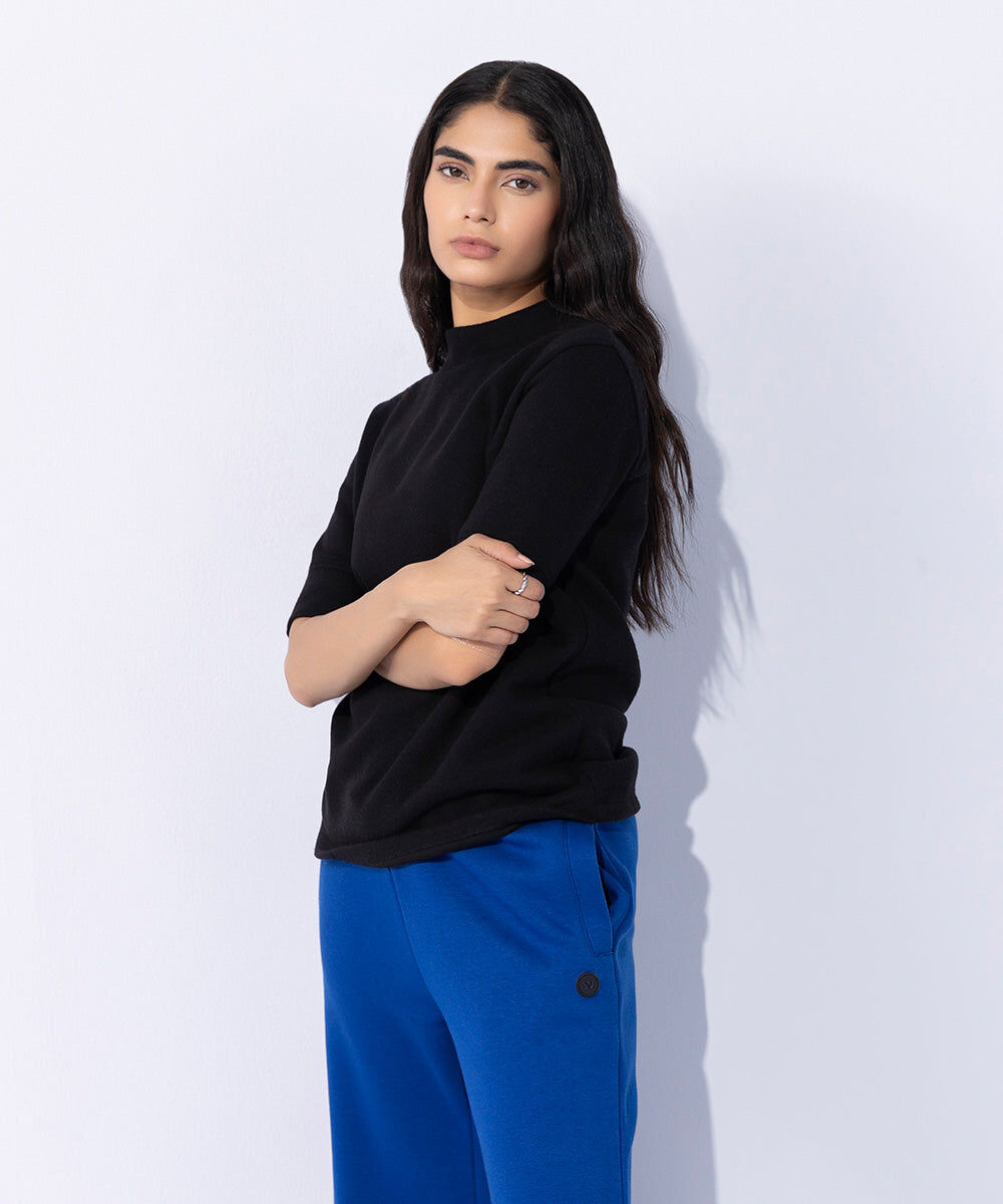 Woman - Black Raised Ribbed T-Shirt