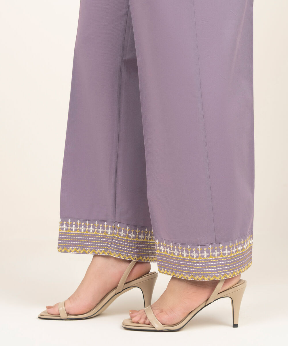 Women's RTW Lawn Embroidered Lilac Culottes