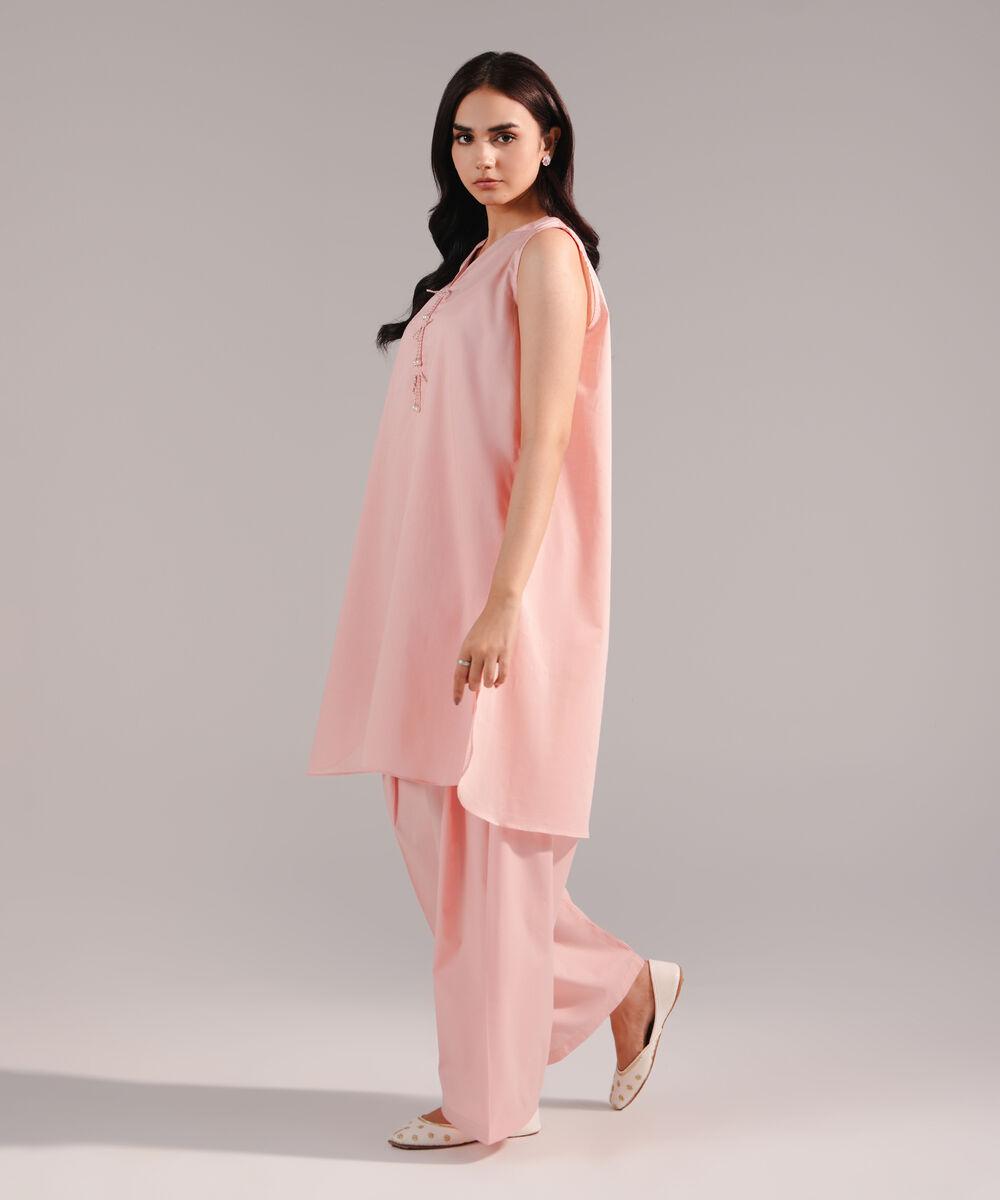 Women's RTW Crosshatch Solid Pink Straight Shirt