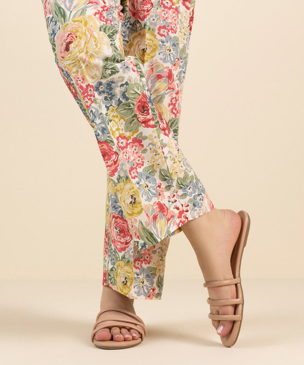 Woman - Multi Printed Cambric Straight Pants