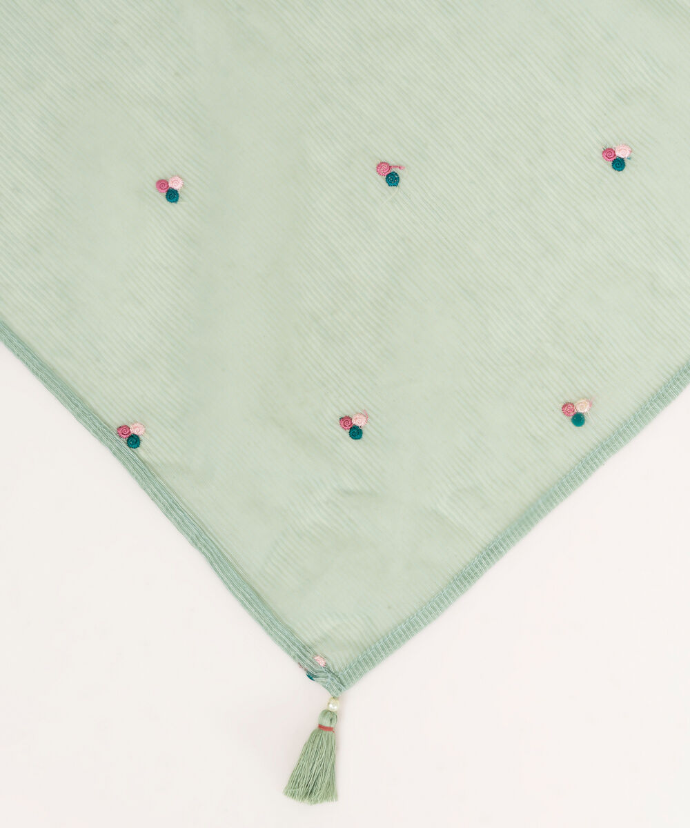 Blended Textured Karandi Green Embroidered Dupatta