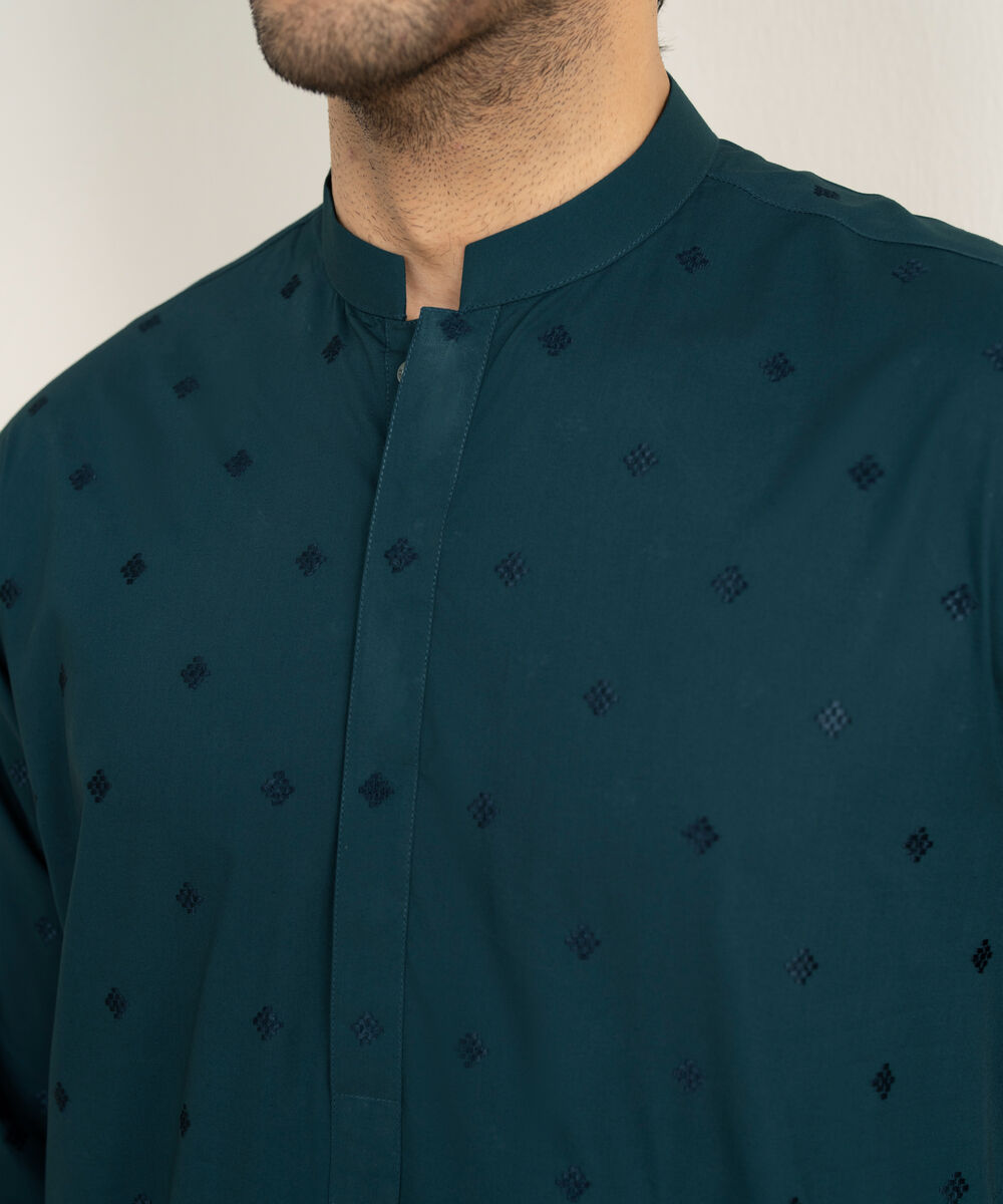 Men's Stitched Premium Cotton Teal Kurta