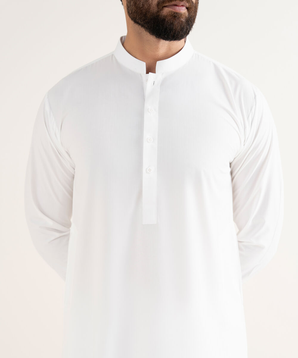 Men's Wash & Wear Plain White Kurta Shalwar