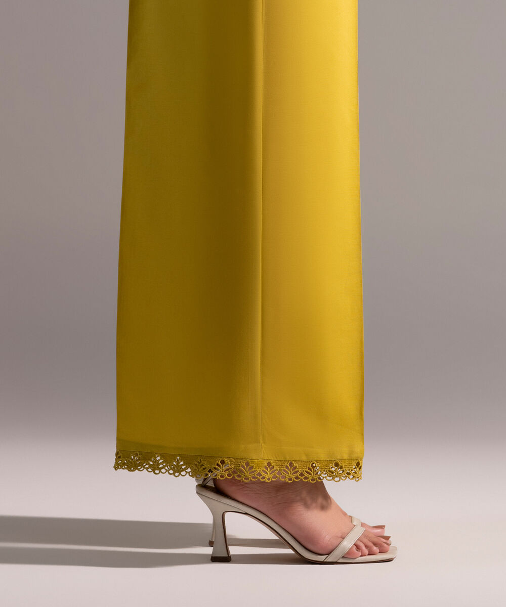 Women's RTW Cambric Solid Yellow Culottes