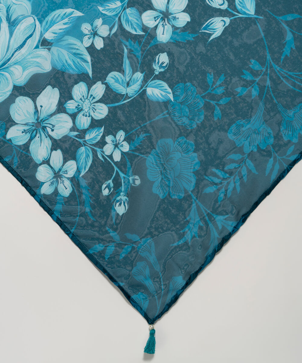 Amber Silk Printed Teal Dupatta