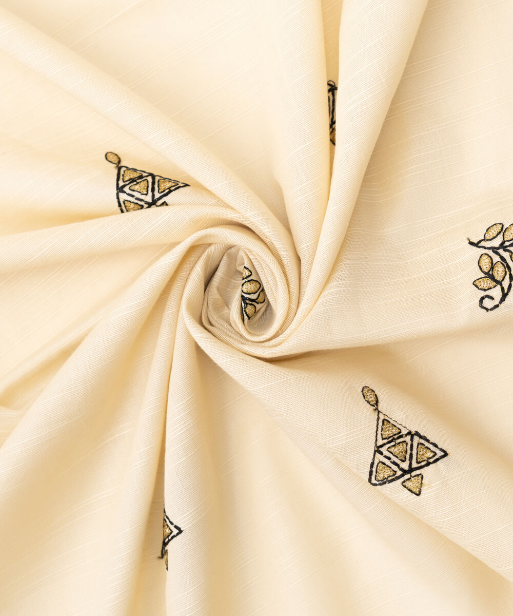 Textured Voile Embroidered Off White Dupatta