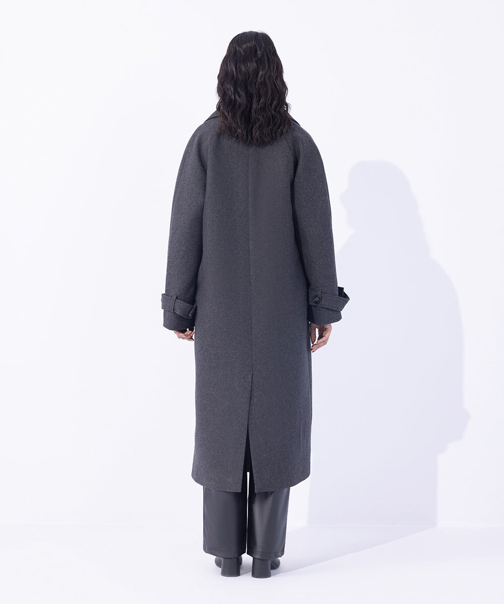 Woman - Grey Double Breasted Long Coat