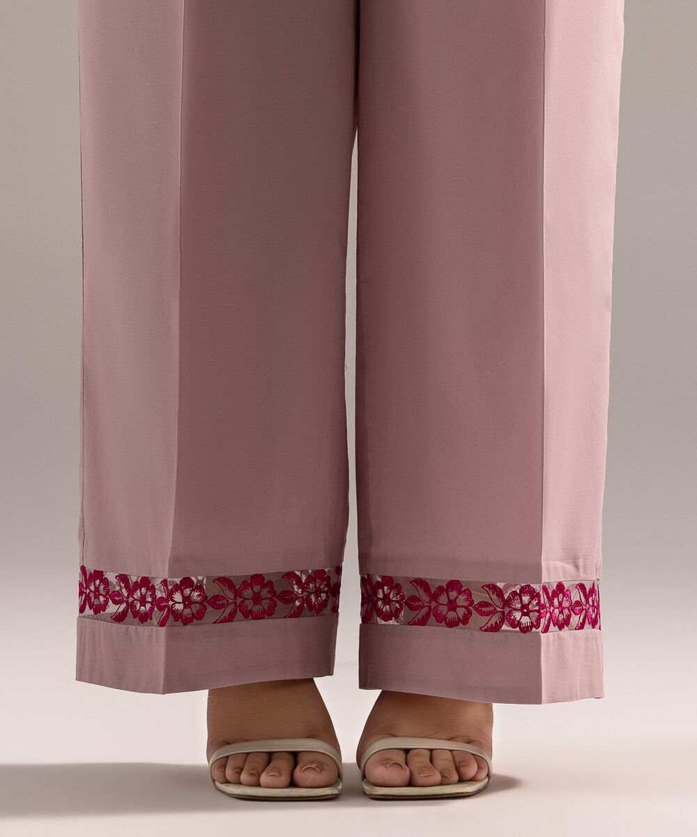 Women's RTW Cambric Embroidered Light Purple Culottes