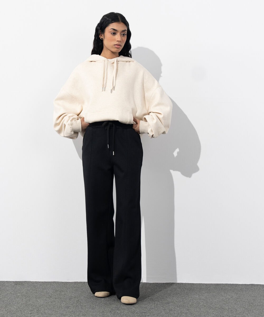 Women's Western Wear Black Pull-On Fleece Trousers