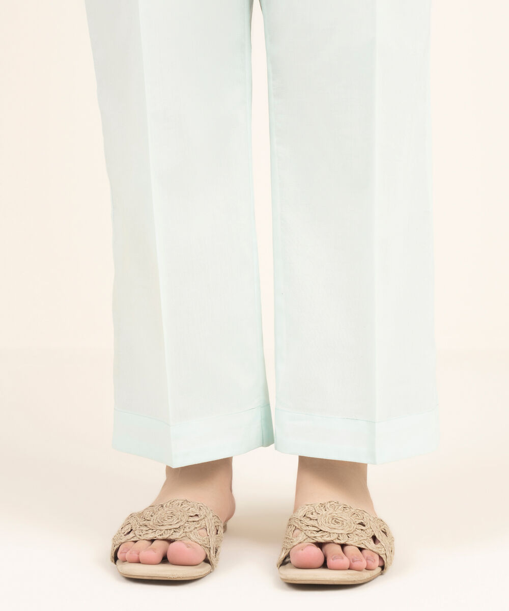 Women's RTW Cambric Solid Ice Blue Culottes