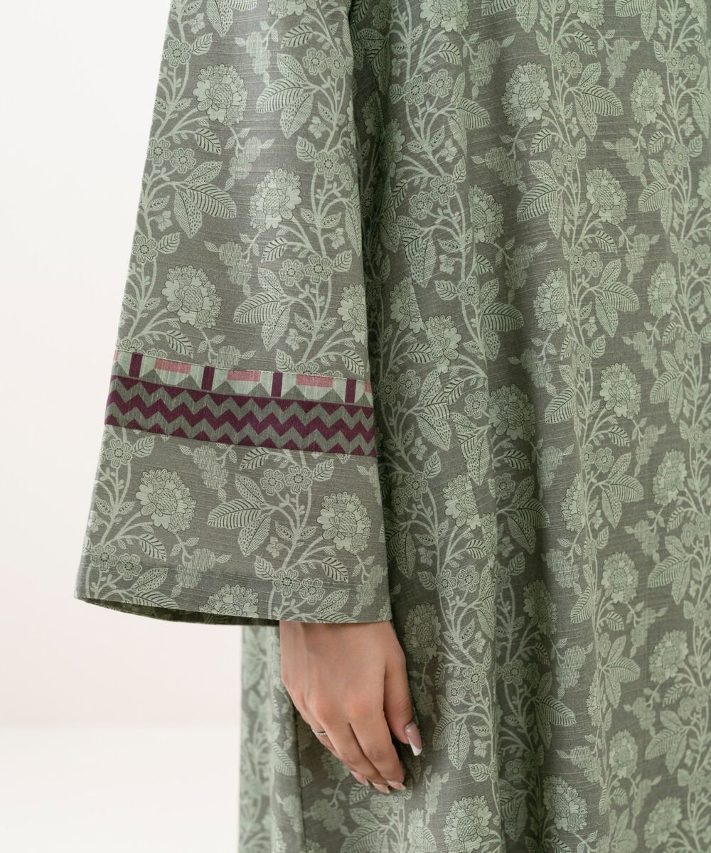 Women's Unstitched Light Khaddar Printed Grey 3 Piece Suit