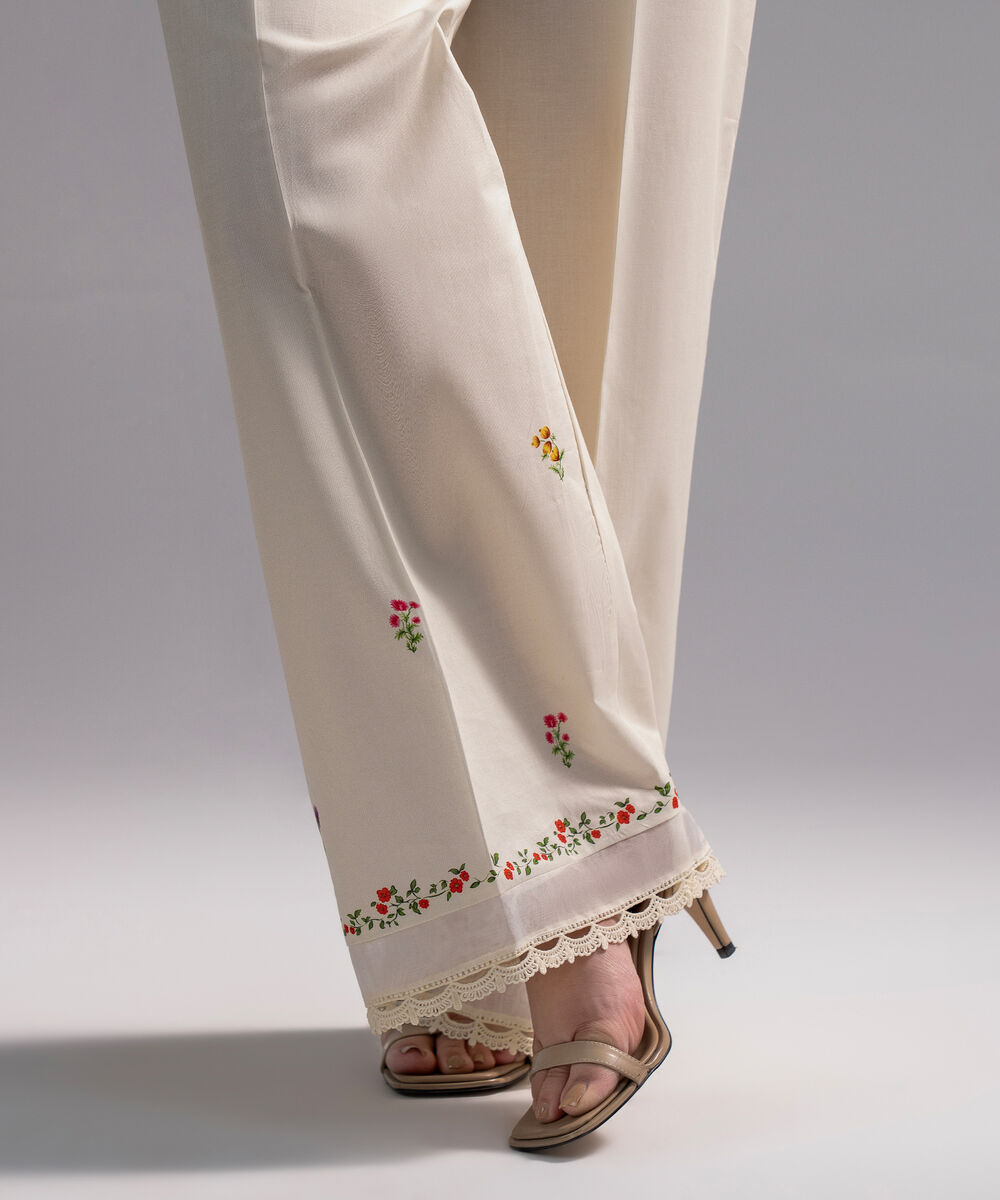 Women's RTW Cambric Printed White Culottes