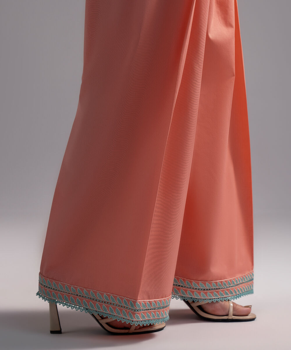 Women's RTW Cambric Embroidered Peach Farshi Shalwar