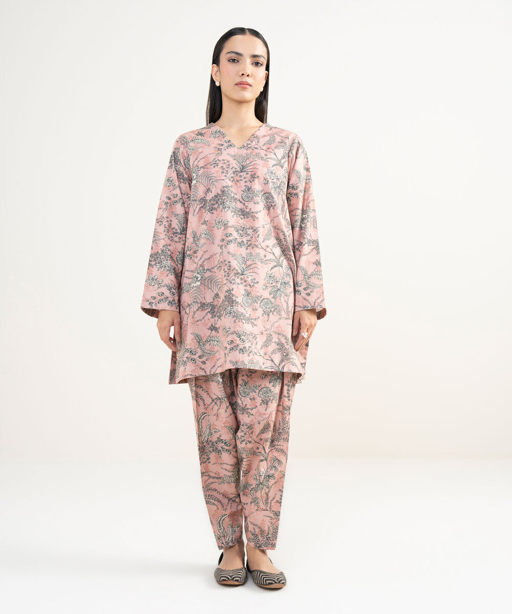 Women's RTW Cambric Printed Pink Straight Shirt