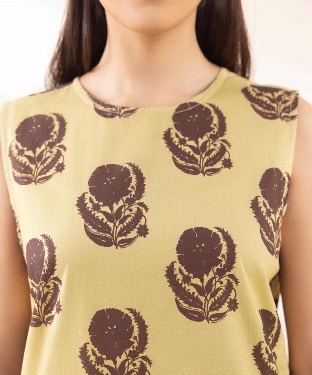 Woman - Beige Printed Cambric Shirt