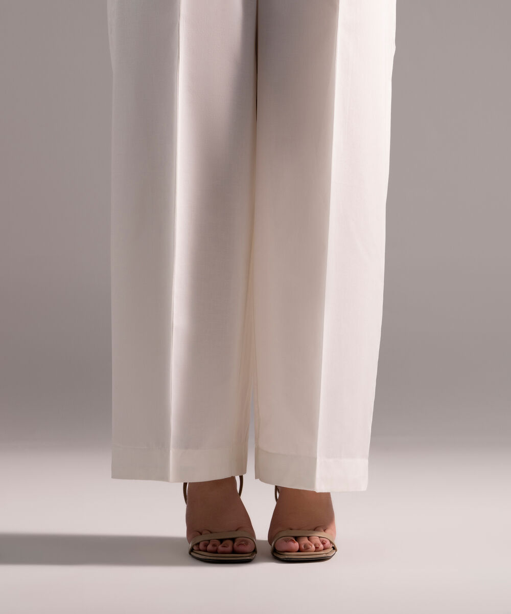 Women's RTW Cambric Solid White Culottes