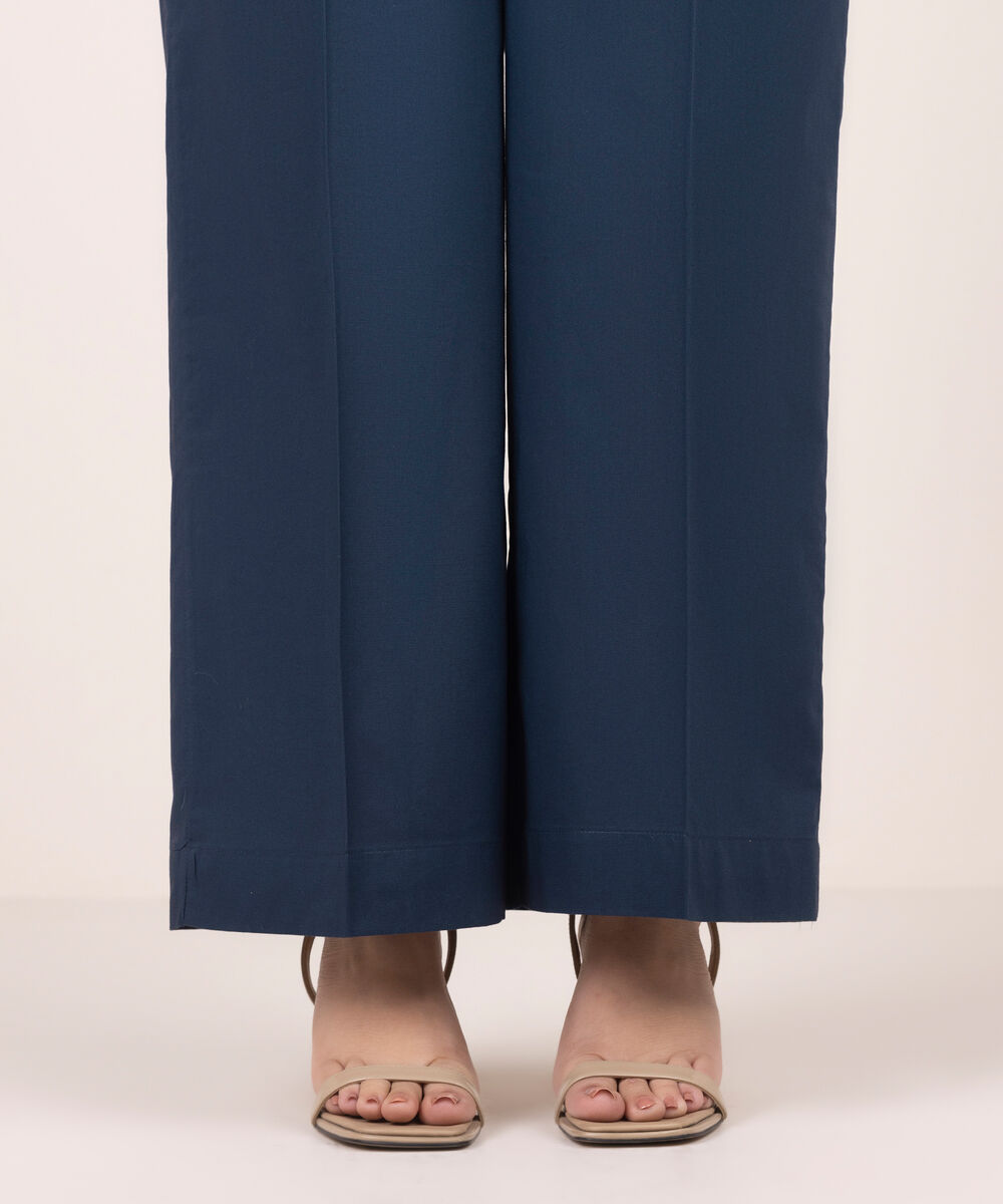 Women's RTW Cambric Solid Blue Culottes