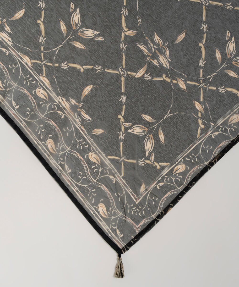 Poly Chiffon Printed Black Dupatta