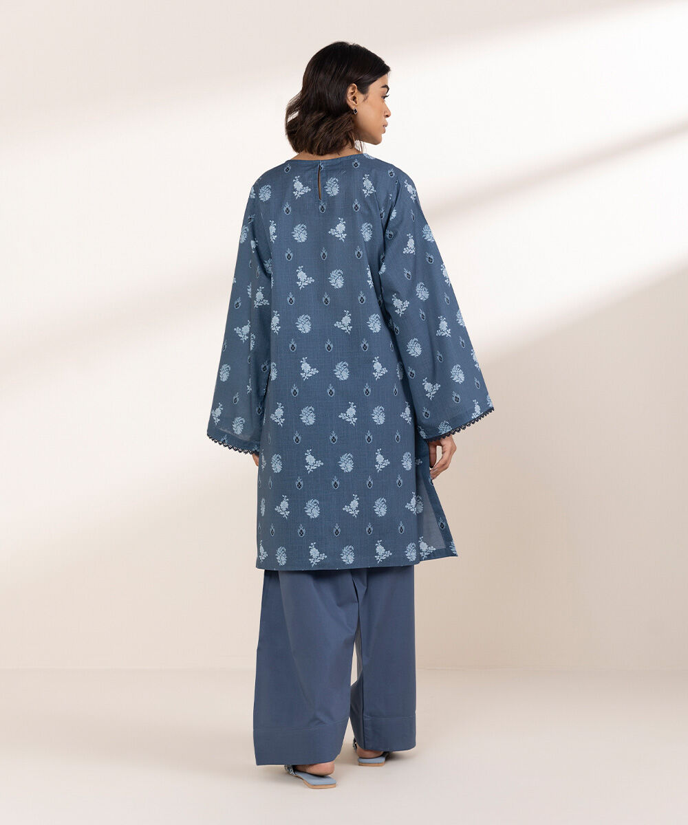 Women's RTW Cross Hatch Blue Printed Boxy Shirt