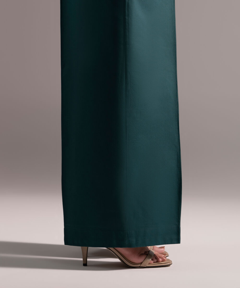 Women's RTW Cambric Solid Dark Green Culottes