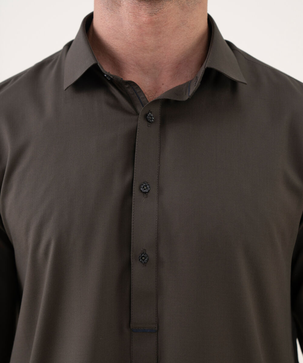 Men's 100% Cotton Plain Olive Kameez Shalwar