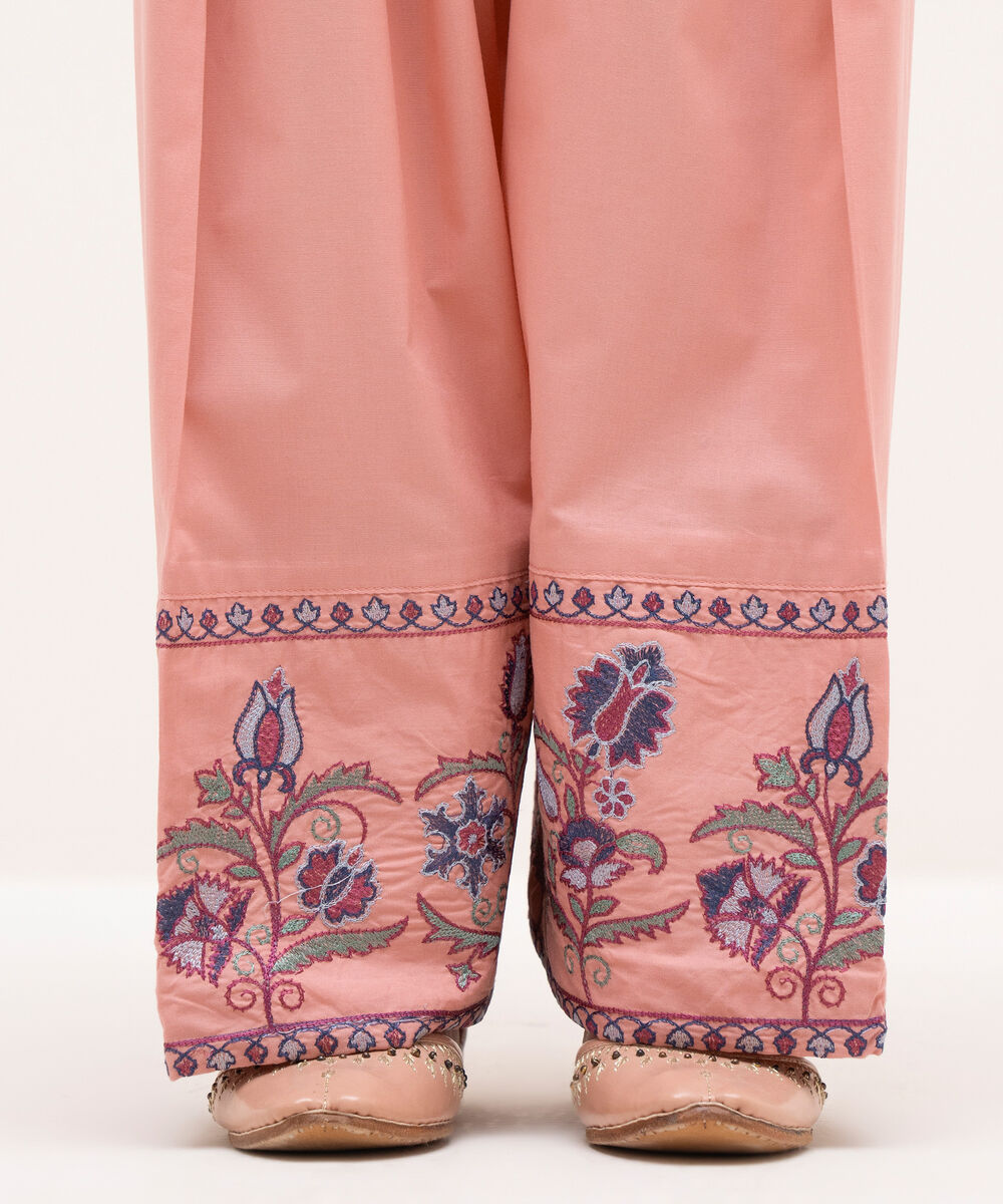 Women's RTW Cambric Pink Embroidered Shalwar