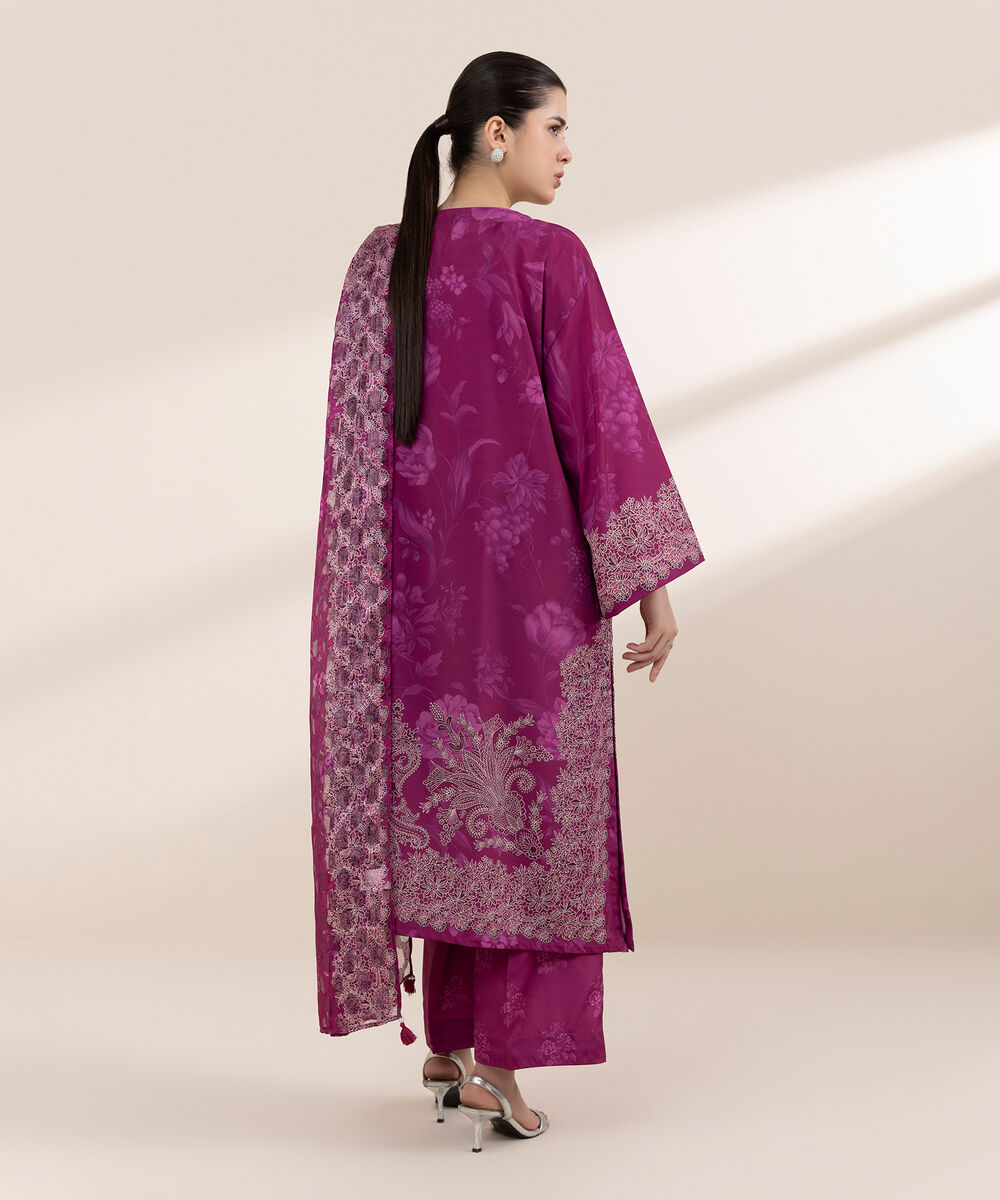 Women's RTW Blended Grip Pink Printed Three Piece Suit