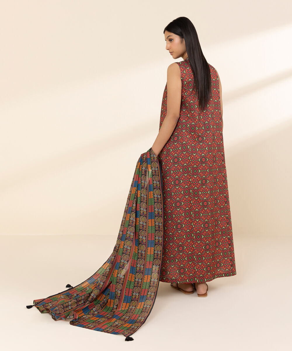 Women's Unstitched Lawn Printed Multi 3 Piece Suit