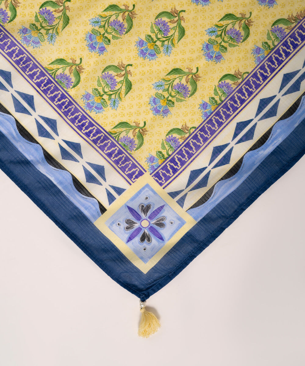 Lawn Printed Pale Yellow Dupatta